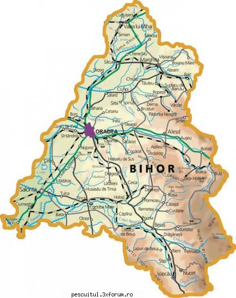 HARTA BIHOR - JUDETUL BIHOR - flavius angling - HARTI - RUTIERE , JUDETE , ORASE , LOCURI DE PESCUIT