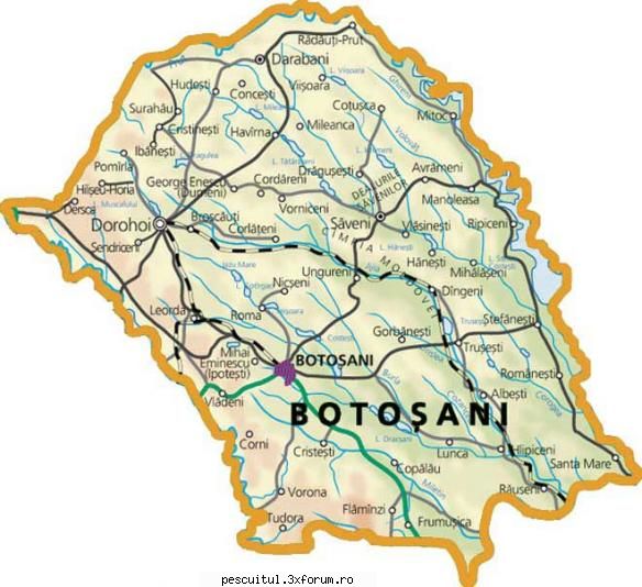 HARTA BOTOSANI - JUDETUL BOTOSANI - flavius angling - HARTI - RUTIERE , JUDETE , ORASE , LOCURI DE PESCUIT