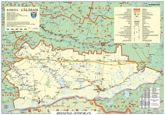 HARTA CALARASI - JUDETUL CALARASI - si rezolutie maxima - HARTI - RUTIERE , JUDETE , ORASE , LOCURI DE PESCUIT