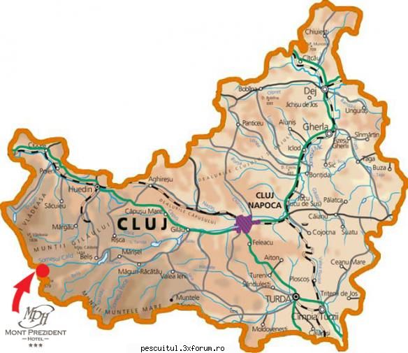 HARTA CLUJ - JUDETUL CLUJ - flavius angling - HARTI - RUTIERE , JUDETE , ORASE , LOCURI DE PESCUIT