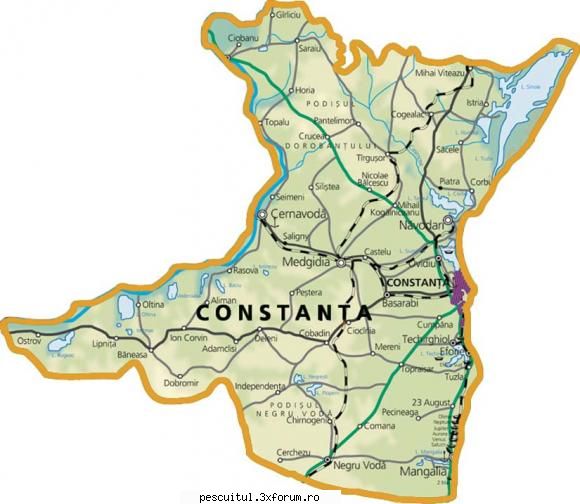 HARTA CONSTANTA - Judetul Constanta - Harta judetului C - HARTI - RUTIERE , JUDETE , ORASE , LOCURI DE PESCUIT
