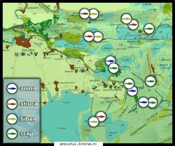 HARTA DELTA DUNARII - specii .....si pe unde ! - HARTI - RUTIERE , JUDETE , ORASE , LOCURI DE PESCUIT