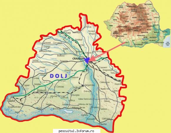 HARTA DOLJ - JUDETUL DOLJ - flavius angling - HARTI - RUTIERE , JUDETE , ORASE , LOCURI DE PESCUIT