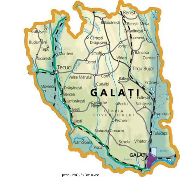 HARTA GALATI - JUDETUL GALATI - flavius angling - HARTI - RUTIERE , JUDETE , ORASE , LOCURI DE PESCUIT