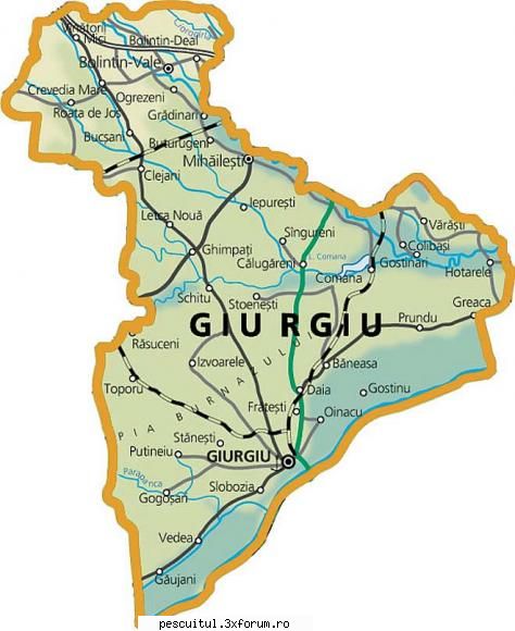 HARTA GIURGIU - Judetul Giurgiu - Harata judetului Giur - HARTI - RUTIERE , JUDETE , ORASE , LOCURI DE PESCUIT