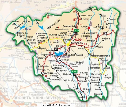 HARTA GORJ - JUDETUL GORJ - flavius angling - HARTI - RUTIERE , JUDETE , ORASE , LOCURI DE PESCUIT