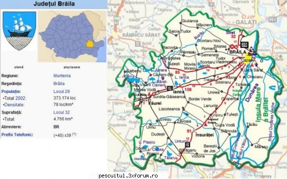 HARTA JUDETUL BRAILA - BRAILA - flavius angling - HARTI - RUTIERE , JUDETE , ORASE , LOCURI DE PESCUIT