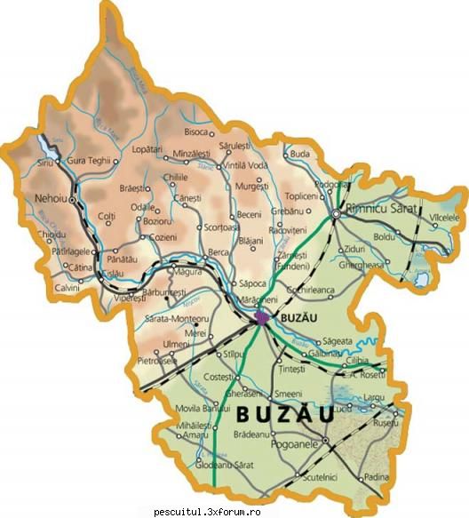HARTA JUDETUL BUZAU - BUZAU - Harta judetului Buzau - HARTI - RUTIERE , JUDETE , ORASE , LOCURI DE PESCUIT