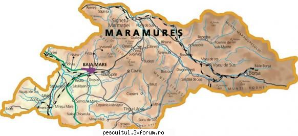 HARTA MARAMURES - JUDETUL MARAMURES - flavius angling - HARTI - RUTIERE , JUDETE , ORASE , LOCURI DE PESCUIT