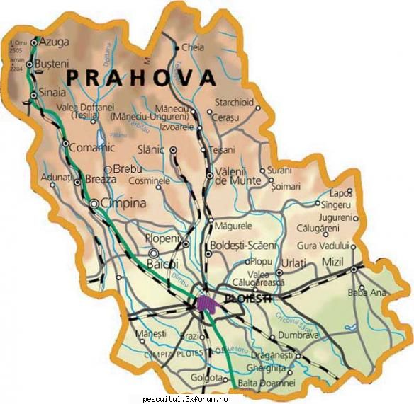HARTA PRAHOVA - JUDETUL PRAHOVA - flavius angling - HARTI - RUTIERE , JUDETE , ORASE , LOCURI DE PESCUIT