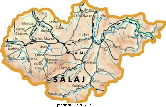 HARTA SALAJ - JUDETUL SALAJ - flavius angling - HARTI - RUTIERE , JUDETE , ORASE , LOCURI DE PESCUIT