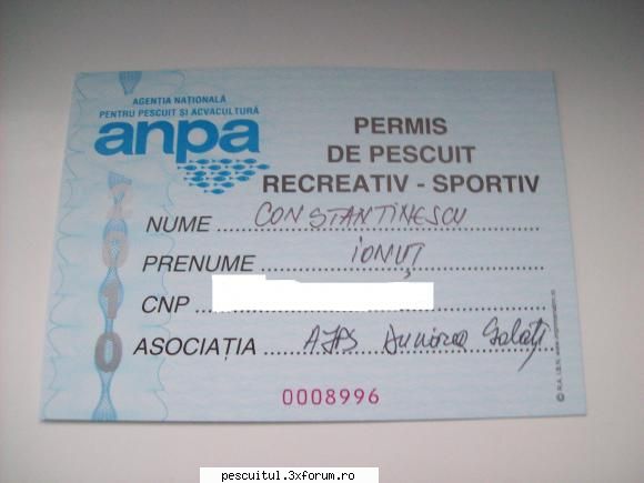 Permis pescuit , 2010 ! - Gata, l-am primit!!! De maine pot sa ma duc la - LEGISLATIE PESCUIT