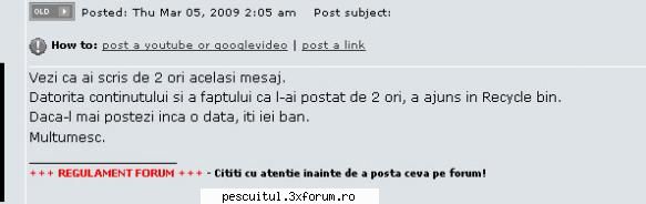 Referitor la maleabilitatea moderatorilor ! - flavius angling - REZERVAT MEMBRILOR " PESCAR HOINAR PRIN ROMANIA "